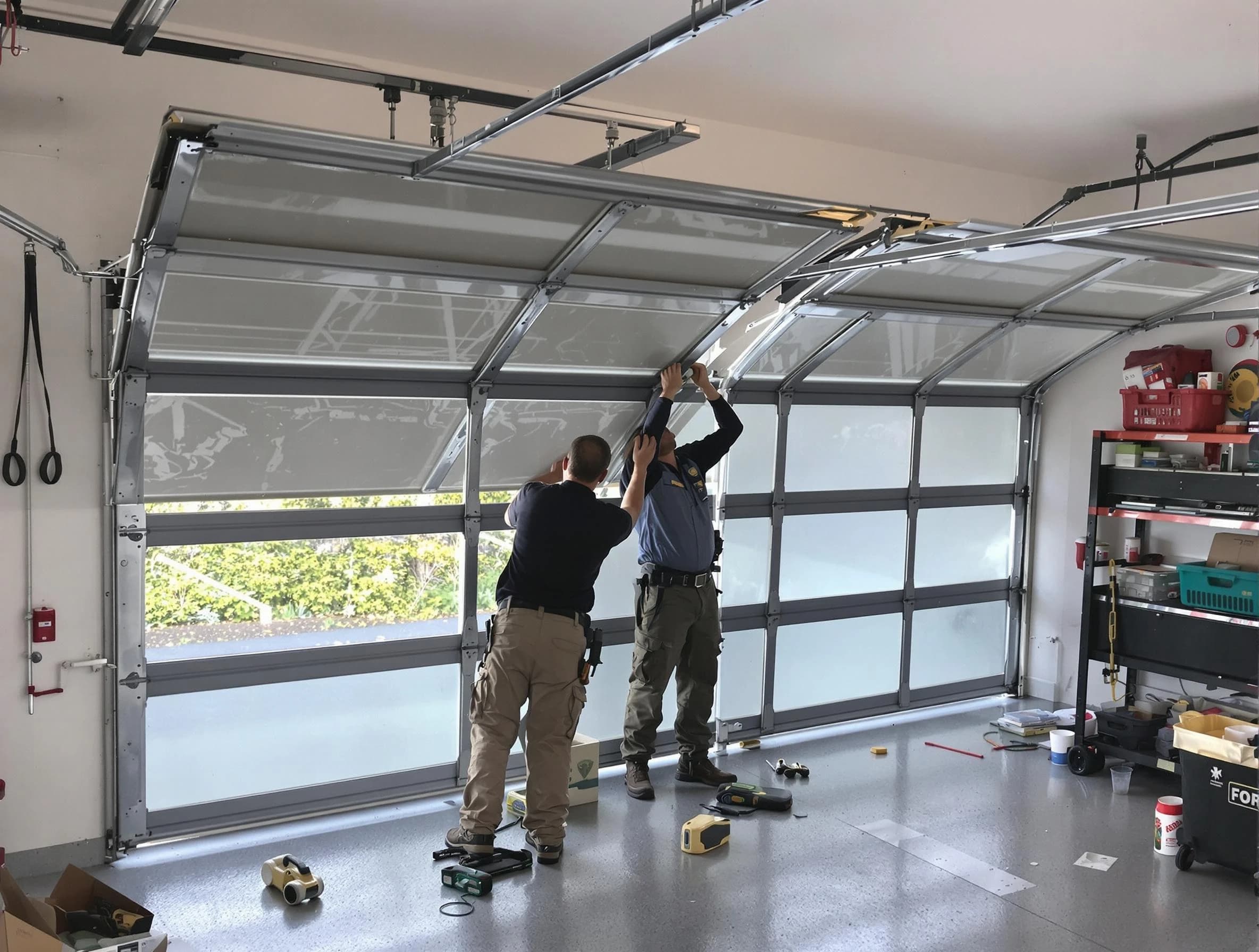 Clifton Garage Door Repair expert performing precise panel replacement on Clifton garage door