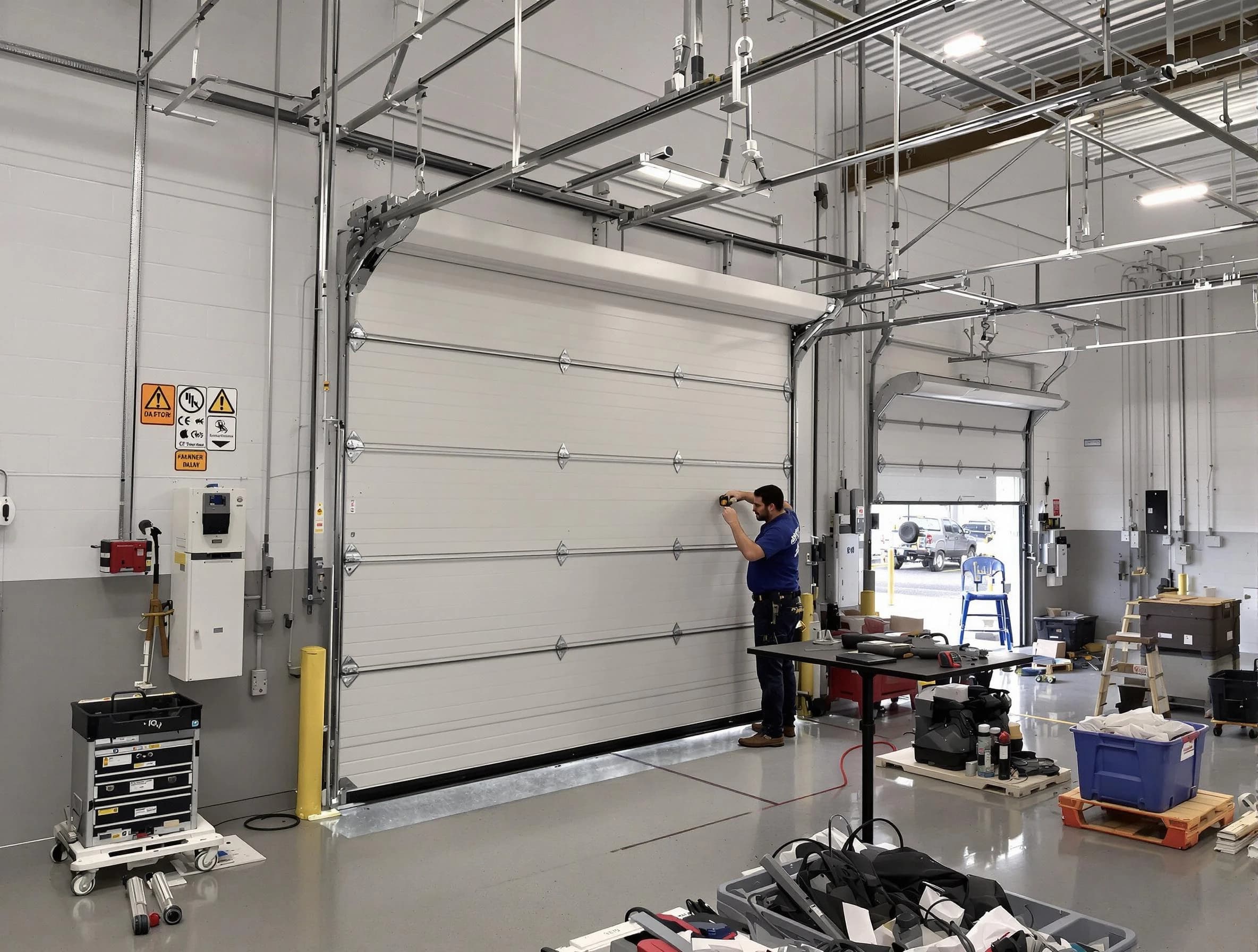 Commercial garage door repair being performed by Clifton Garage Door Repair expert in Clifton
