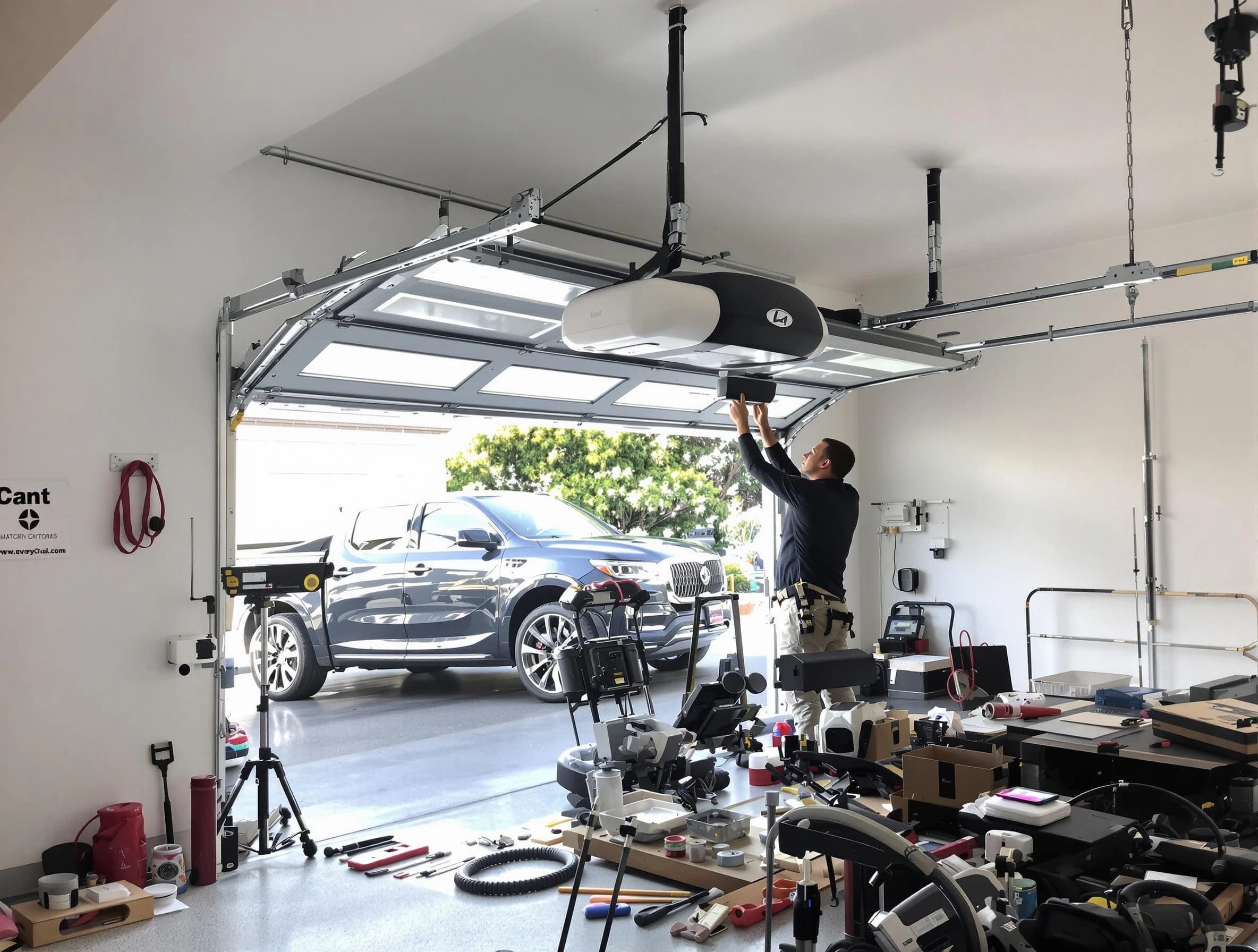 Clifton Garage Door Repair specialist installing smart garage door opener system in Clifton home