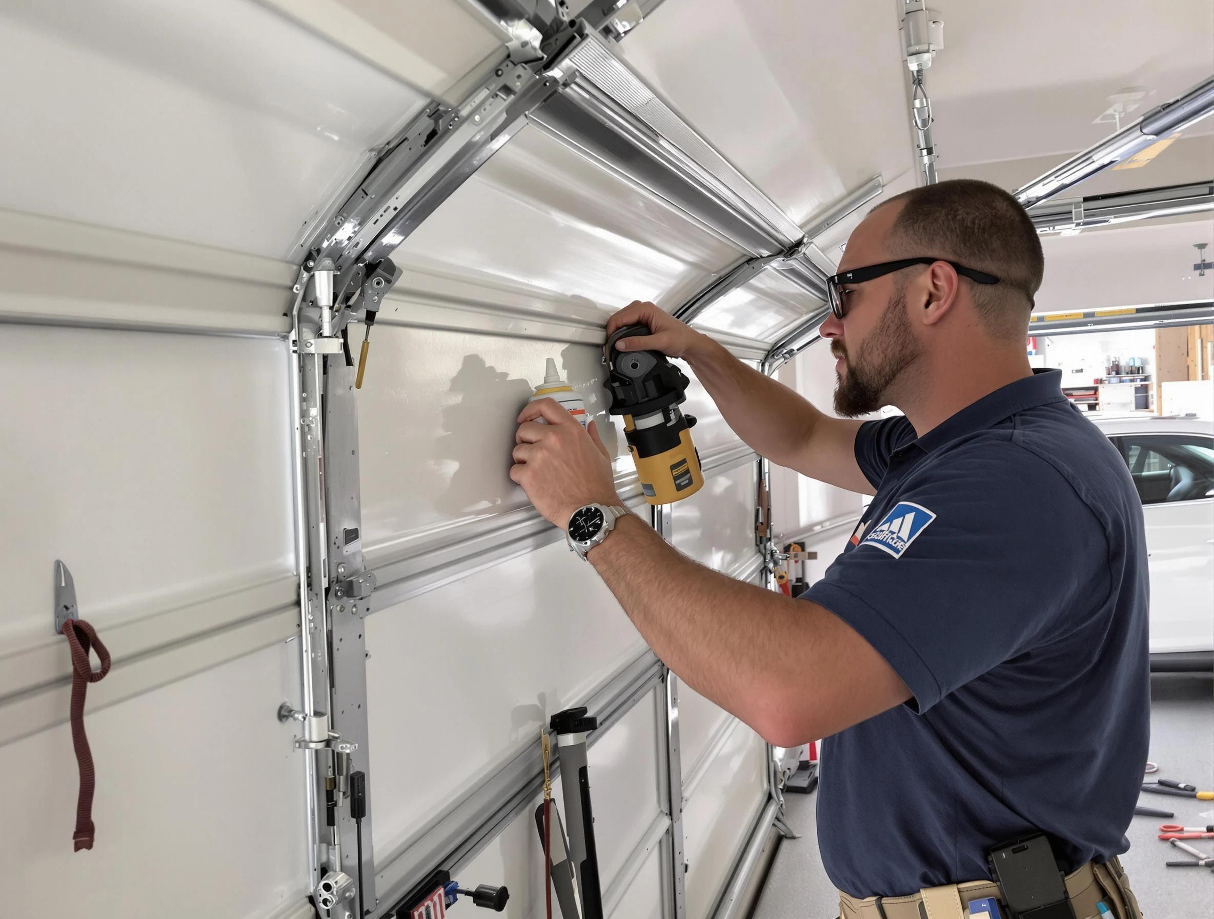 Clifton Garage Door Repair technician quieting a noisy garage door in Clifton